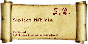 Suplicz Mária névjegykártya